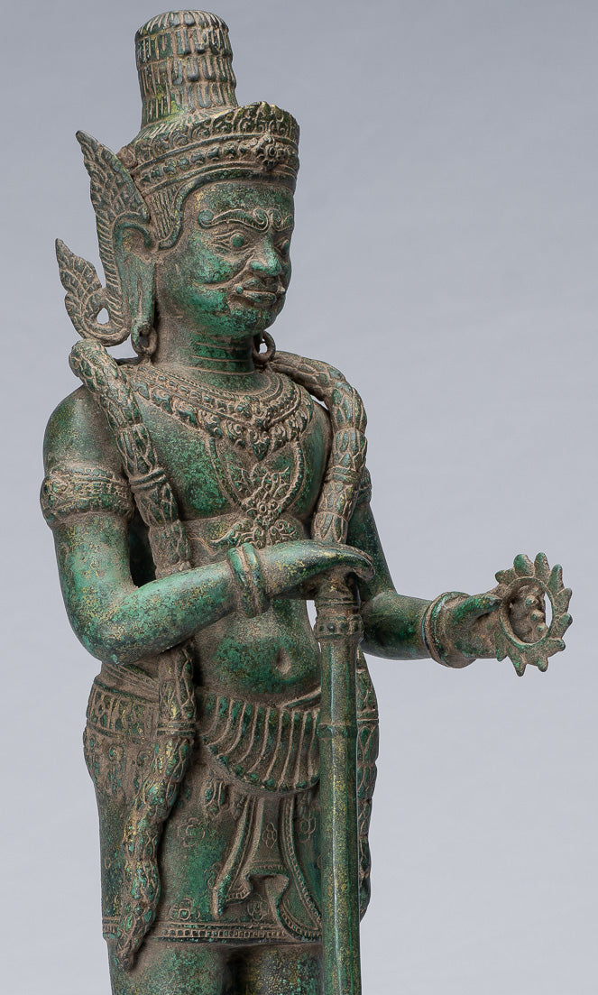 Statue de Gardien - Bronze Khmer Antique Style Koh Ker Gardien du Temple Yaksha - 55 cm / 22"