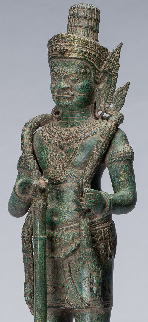Statue de Gardien - Bronze Khmer Antique Style Koh Ker Gardien du Temple Yaksha - 55 cm / 22"