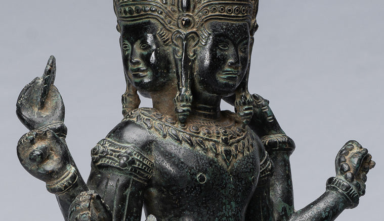 Antique Khmer Style Bronze Koh Ker Standing Lokeshvara Statue-53cm/21 "