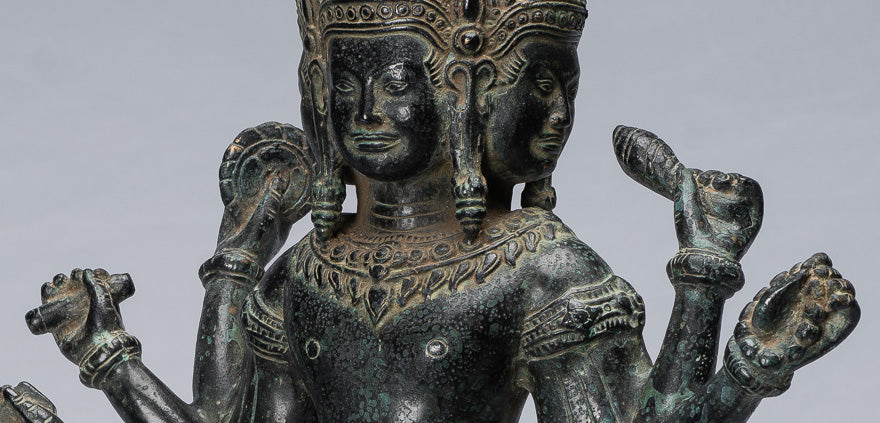 Antique Khmer Style Bronze Koh Ker Standing Lokeshvara Statue-53cm/21 "