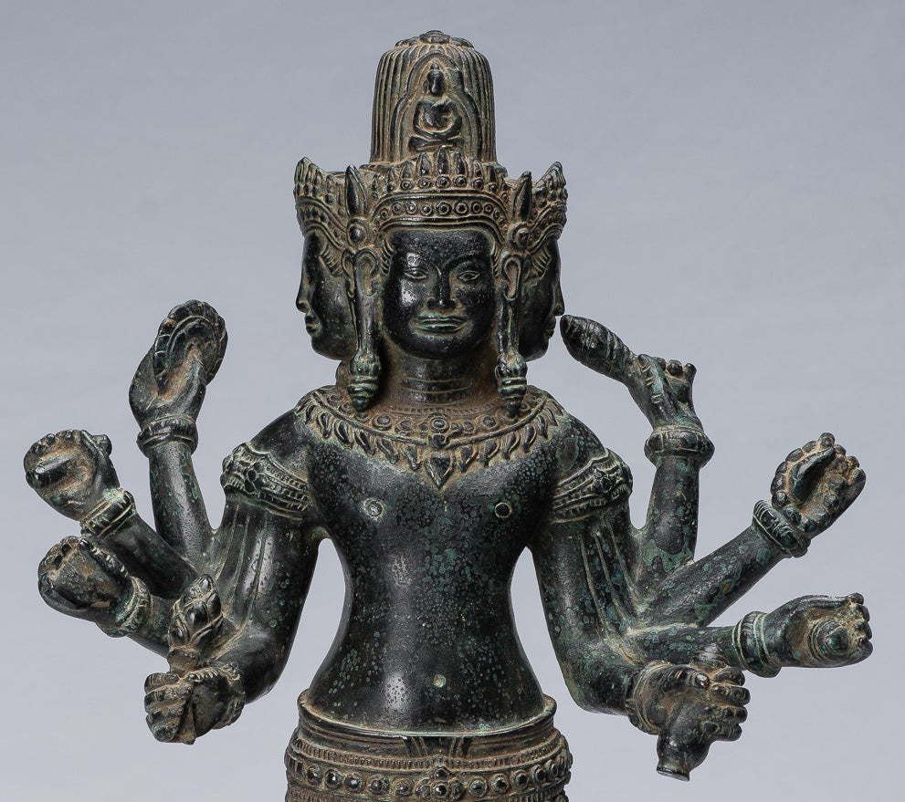 Antique Khmer Style Bronze Koh Ker Standing Lokeshvara Statue-53cm/21 "