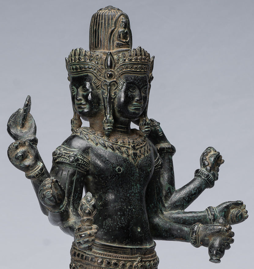 Antique Khmer Style Bronze Koh Ker Standing Lokeshvara Statue-53cm/21 "