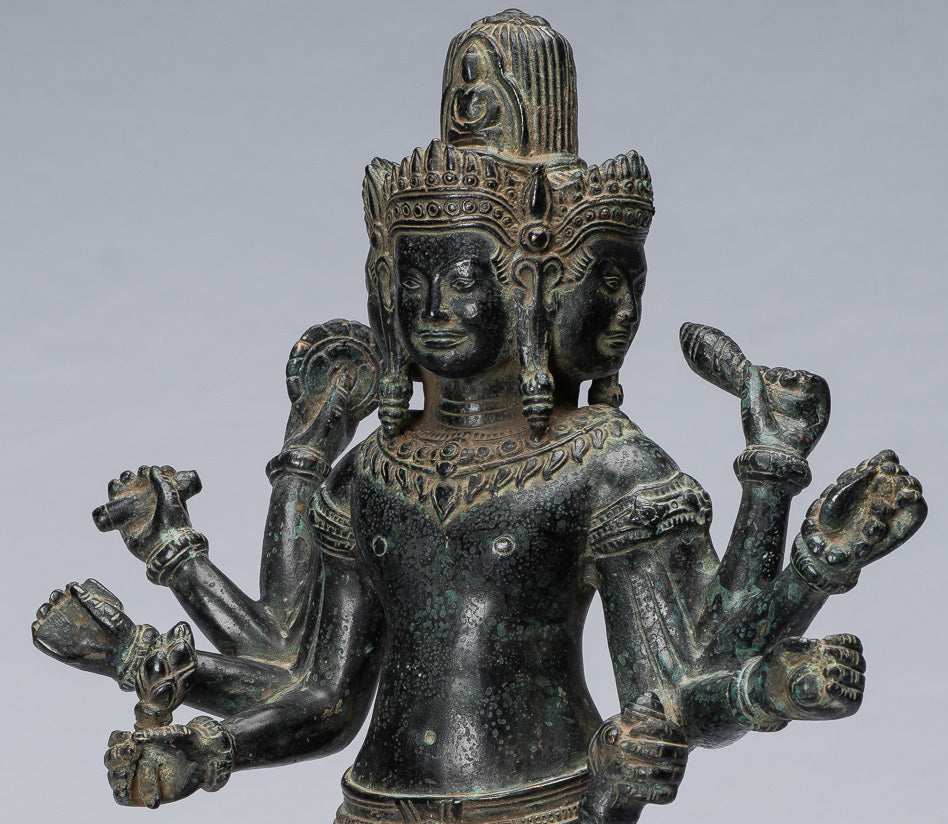 Antique Khmer Style Bronze Koh Ker Standing Lokeshvara Statue-53cm/21 "