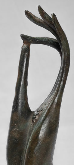 Main de protection thaïlandaise en bronze d'Asie du Sud-Est de style thaïlandais antique montée - 34 cm/14"