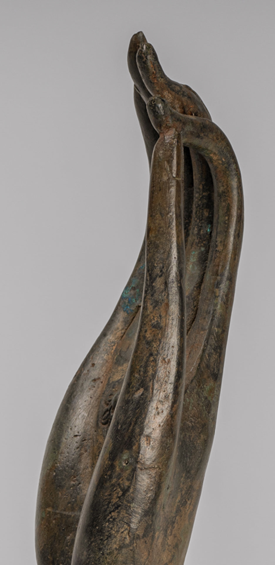 Mounted Antique Thai Style Southeast Asia Bronze Thai Teaching Hand - 33cm/13"