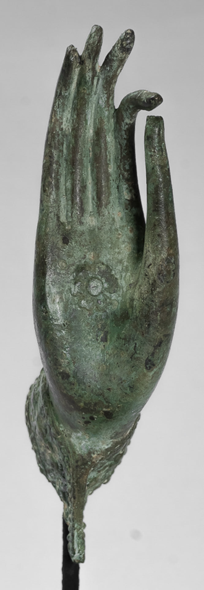 Mounted Antique Thai Style Southeast Asia Bronze Thai Teaching Hand - 23cm/9"