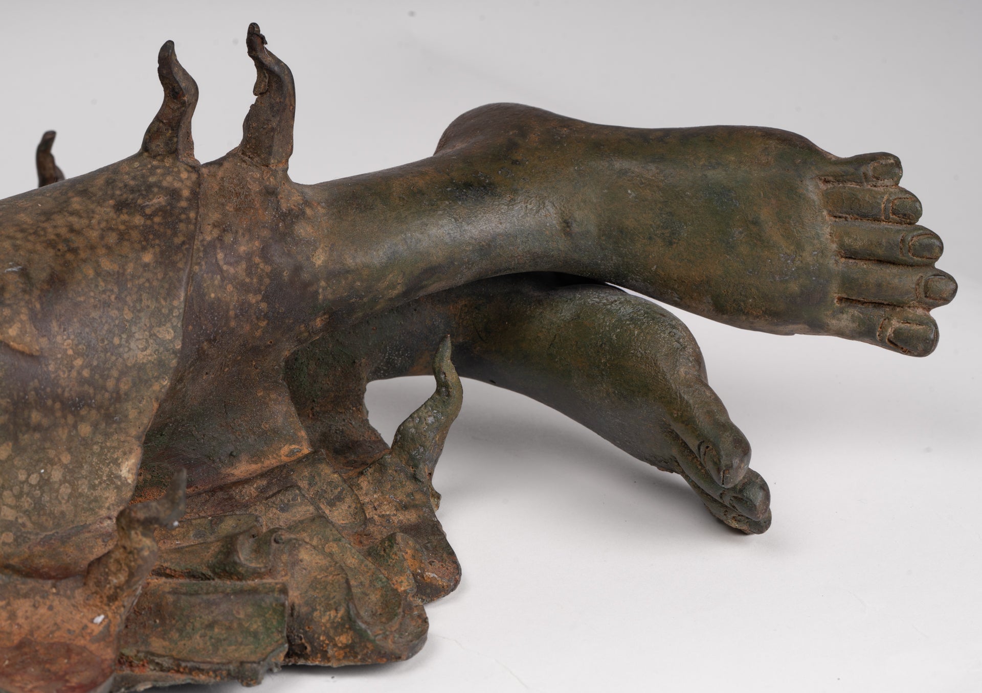 Antique Thai Style Bronze Sukhothai Reclining Nirvana Buddha Statue - 107cm/43"