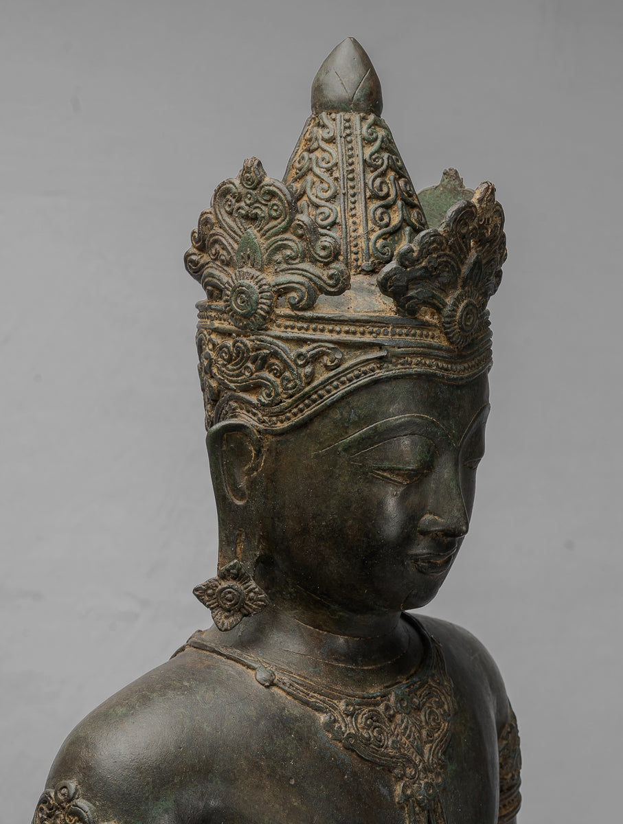 Statue Buddha - Antique Chiang Saen Style Royal Teaching Buddha Statue - 87cm/35 "