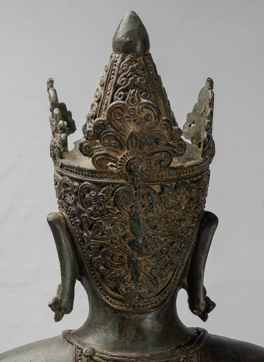 Statue Buddha - Antique Chiang Saen Style Royal Teaching Buddha Statue - 87cm/35 "