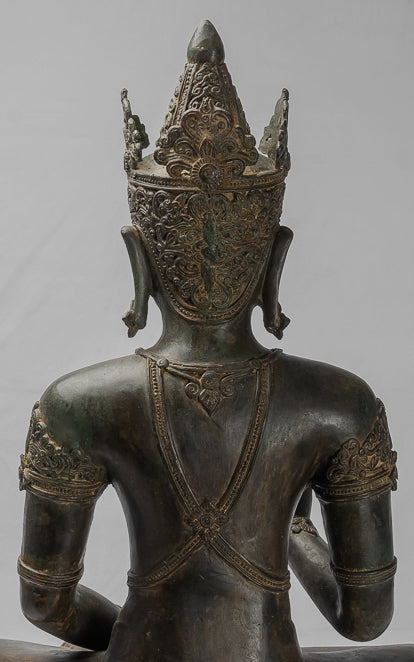 Statue Buddha - Antique Chiang Saen Style Royal Teaching Buddha Statue - 87cm/35 "