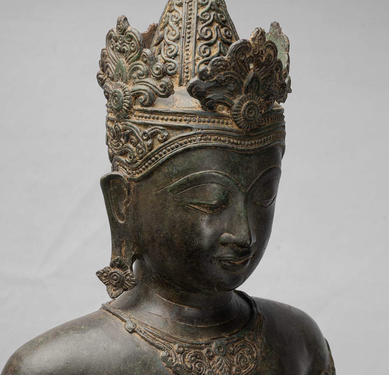 Statue Buddha - Antique Chiang Saen Style Royal Teaching Buddha Statue - 87cm/35 "