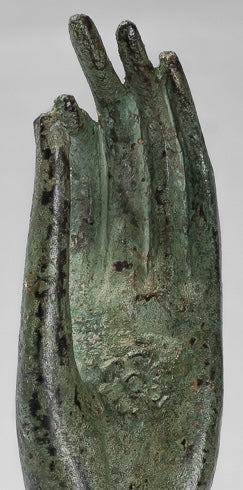 Mounted Antique Thai Style Southeast Asia Bronze Thai Teaching Hand - 23cm/9"