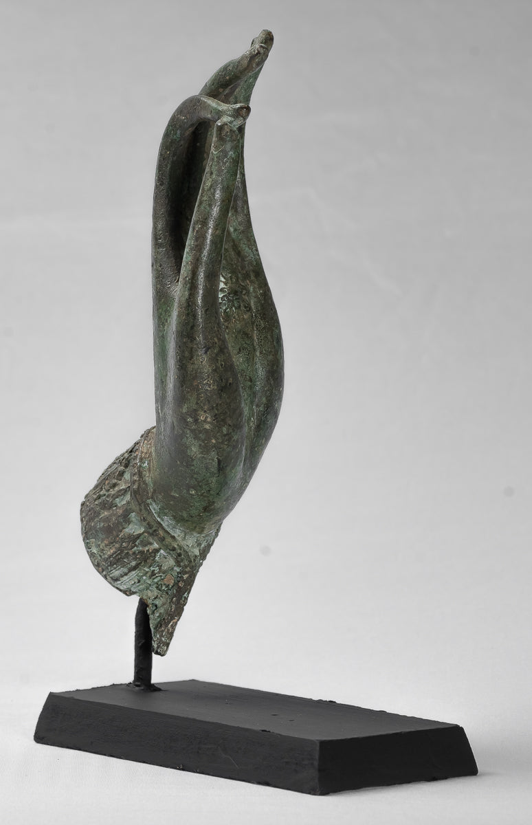 Main d'enseignement thaïlandaise en bronze d'Asie du Sud-Est de style thaïlandais antique montée - 30 cm/13"