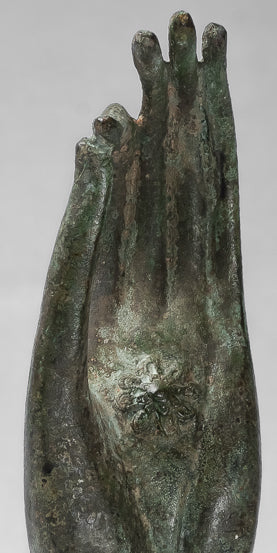 Main d'enseignement thaïlandaise en bronze d'Asie du Sud-Est de style thaïlandais antique montée - 30 cm/13"