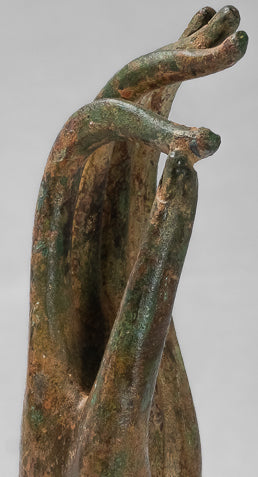 Main d'enseignement thaïlandaise en bronze d'Asie du Sud-Est de style thaïlandais antique montée - 30 cm/13"