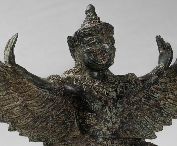 Antique Thai Style StandingBronze Vishnu Garuda Statue-33cm/13 "