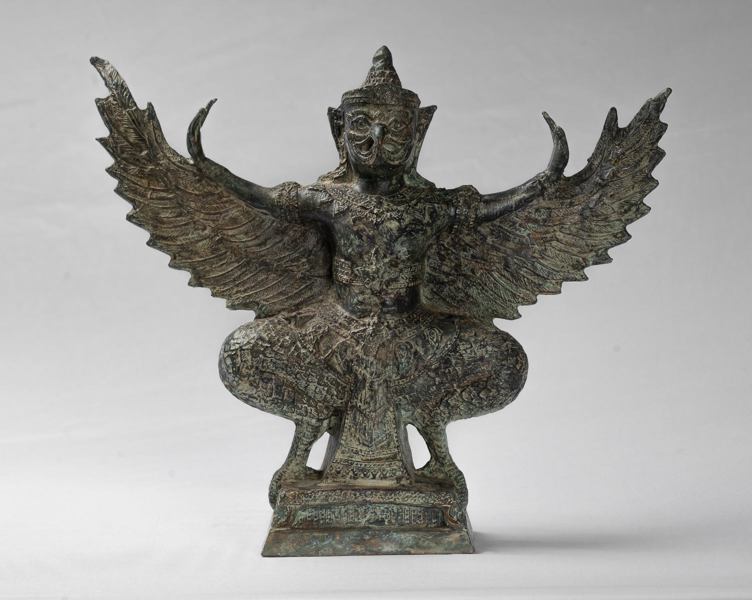 Antique Thai Style StandingBronze Vishnu Garuda Statue-33cm/13 "