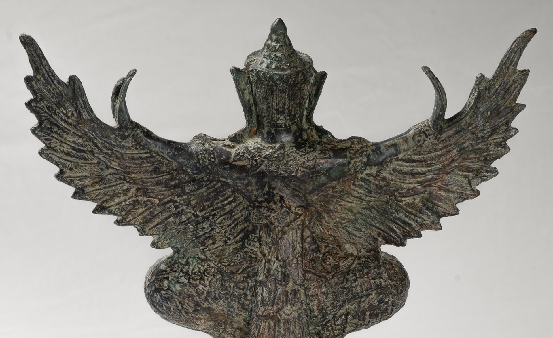 Antique Thai Style Standing  Bronze Vishnu Garuda Statue - 33cm/13"
