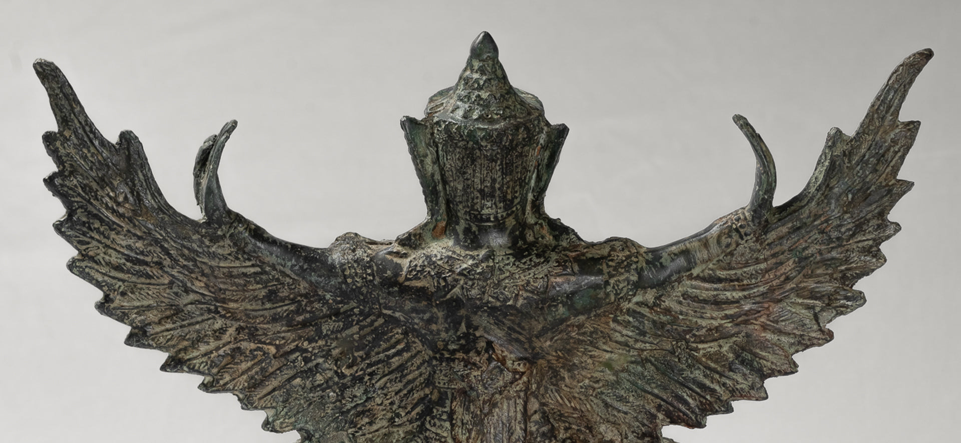 Antique Thai Style Standing  Bronze Vishnu Garuda Statue - 33cm/13"