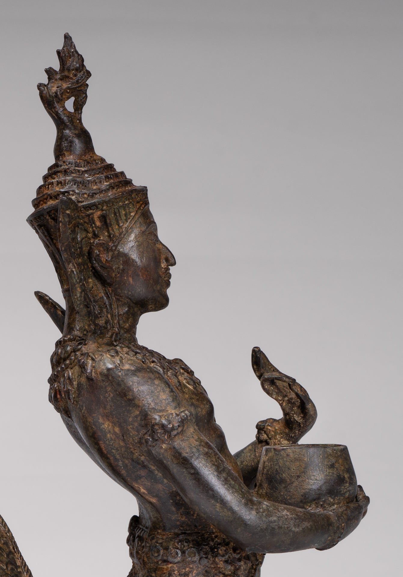 Antique Thai Style Bronze Naga Prince Statue - Guardian of Wisdom and Protection - 38cm/15"