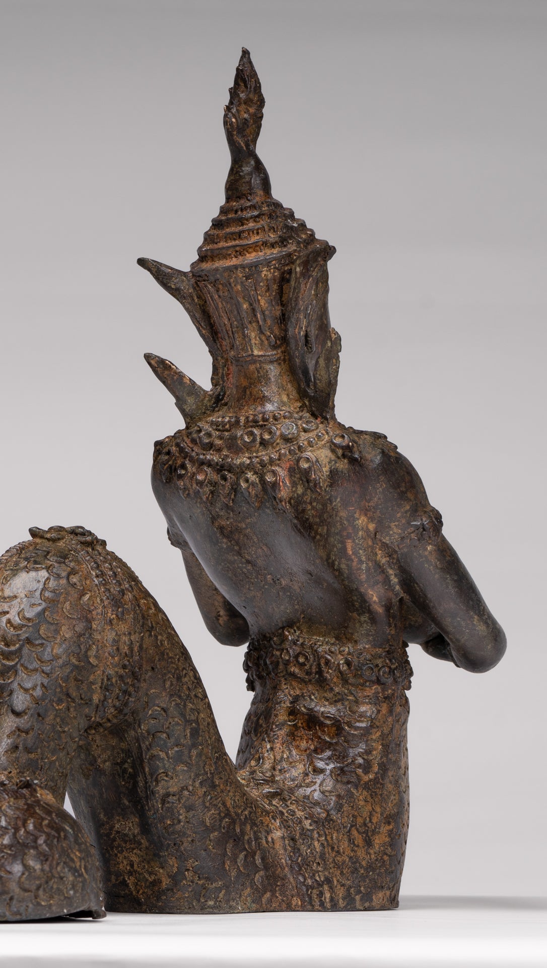 Antique Thai Style Bronze Naga Prince Statue - Guardian of Wisdom and Protection - 38cm/15"