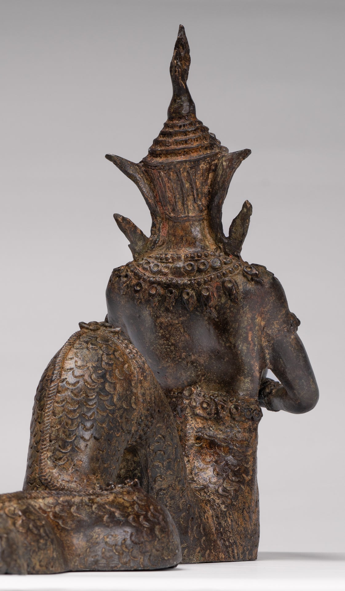 Antique Thai Style Bronze Naga Prince Statue - Guardian of Wisdom and Protection - 38cm/15"