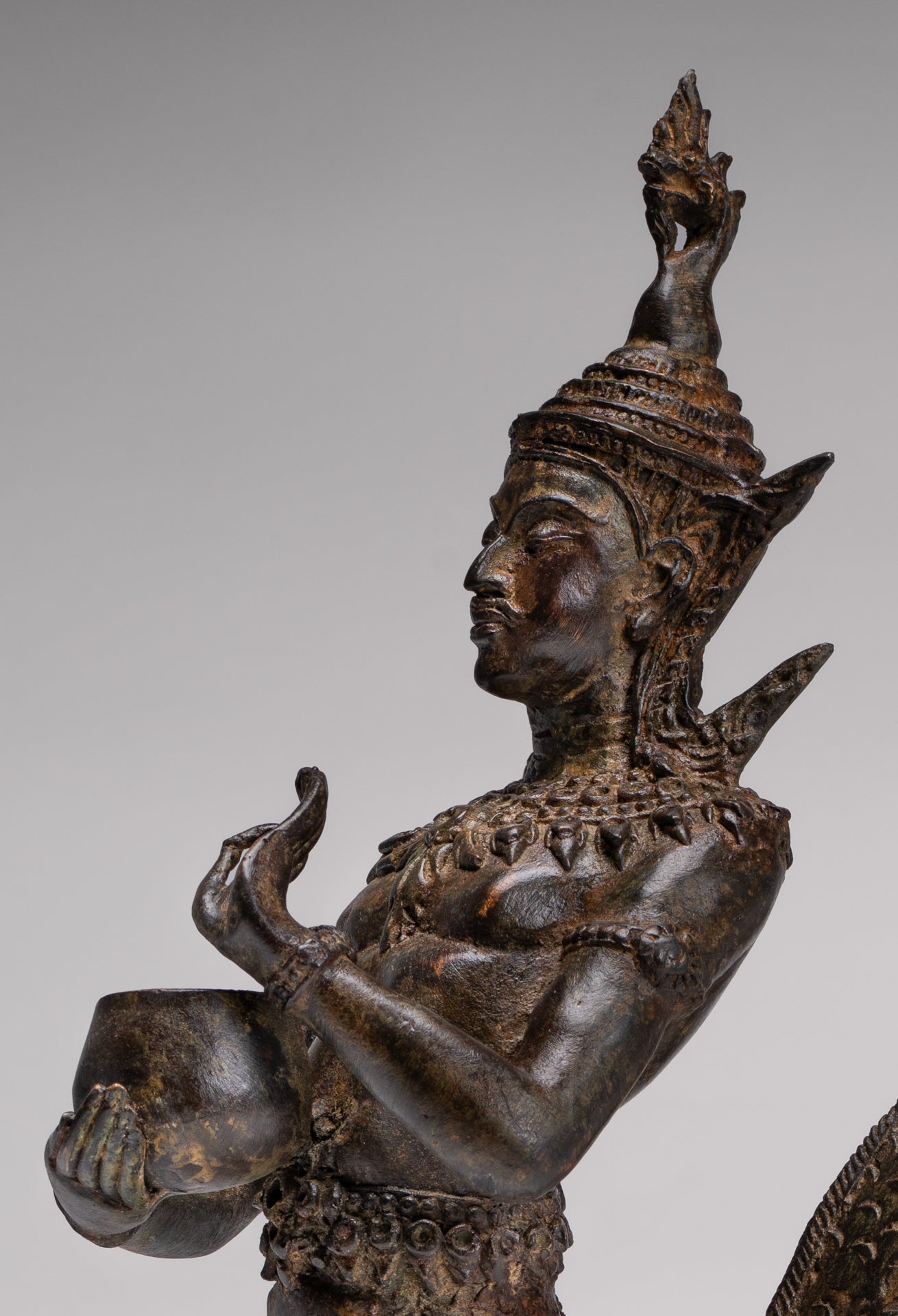 Antique Thai Style Bronze Naga Prince Statue - Guardian of Wisdom and Protection - 38cm/15"