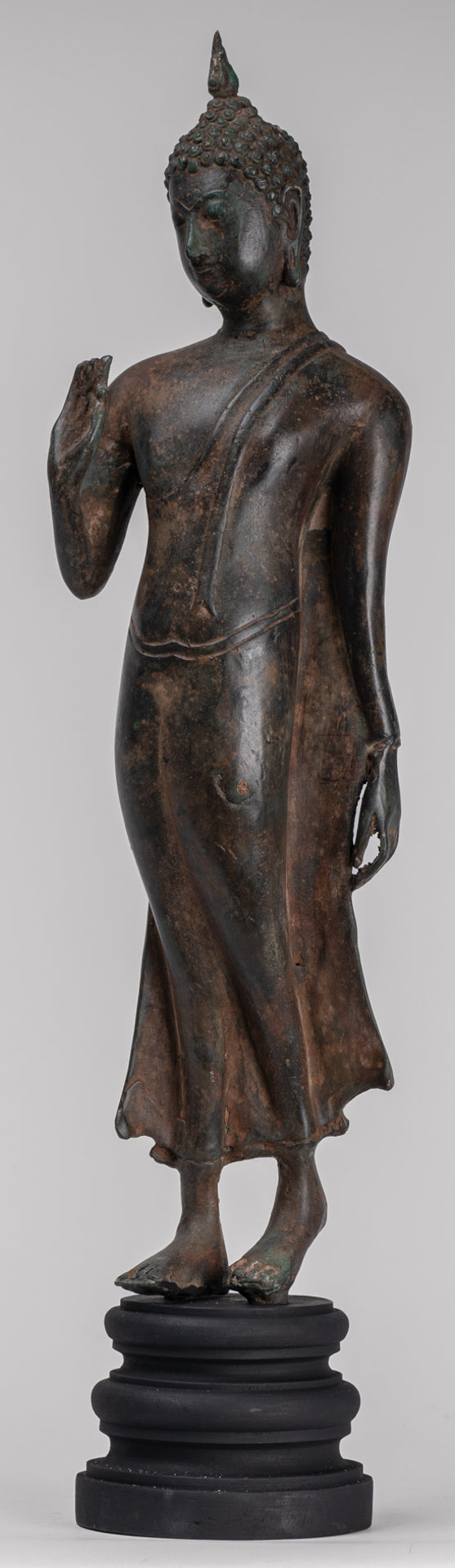 Antique Sukhothai Style Standing Bronze Protection Walking Buddha Statue - 50cm/20"