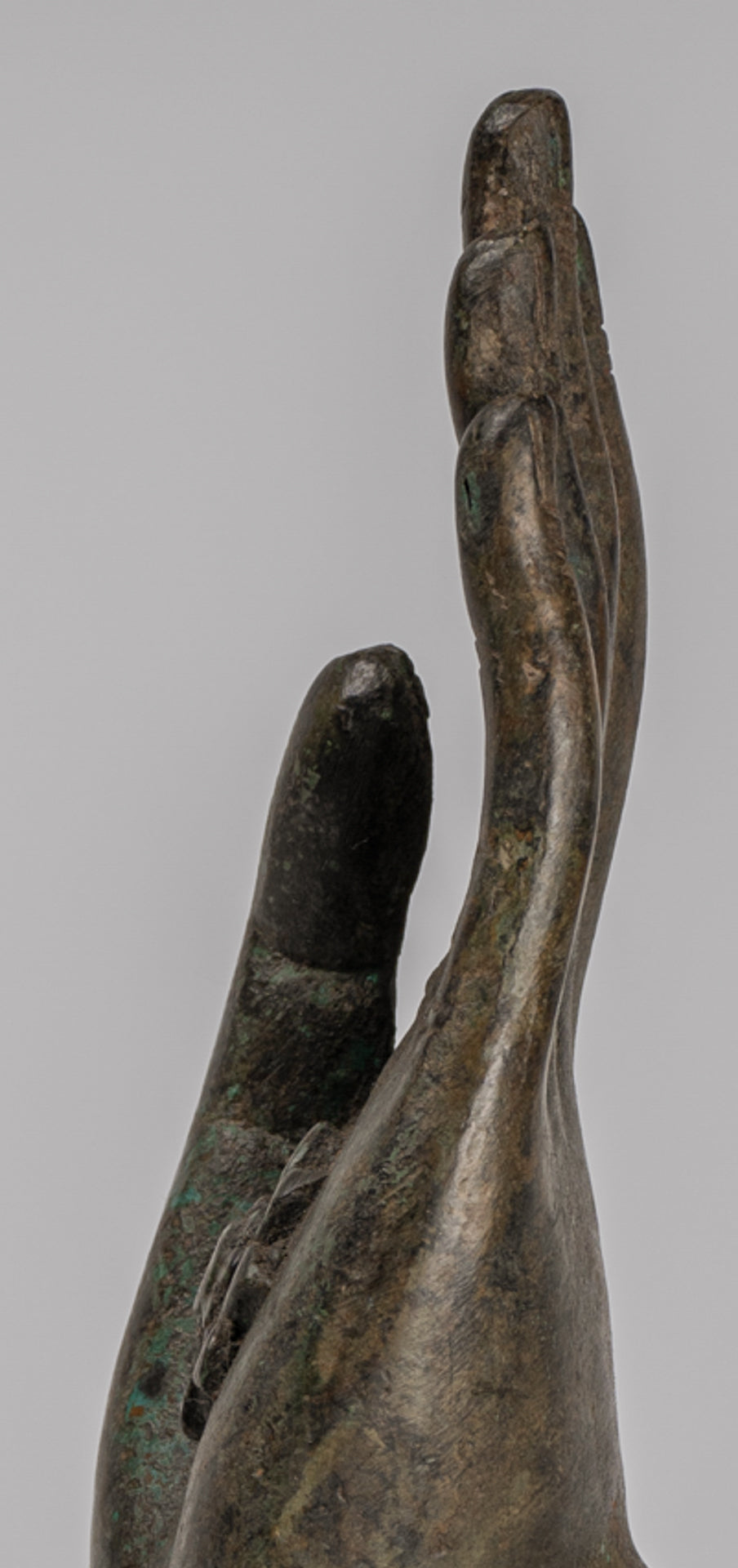 Mounted Antique Thai Style Southeast Asia Bronze Thai Protection Hand - 23cm/9"