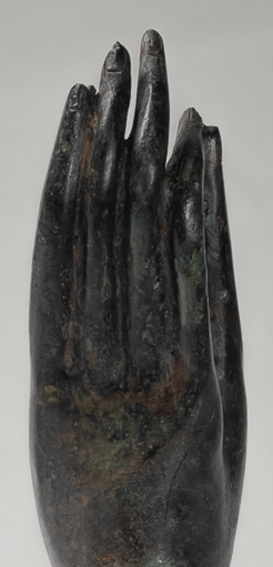 Mounted Antique Thai Style Southeast Asia Bronze Thai Teaching Hand - 24cm/10"