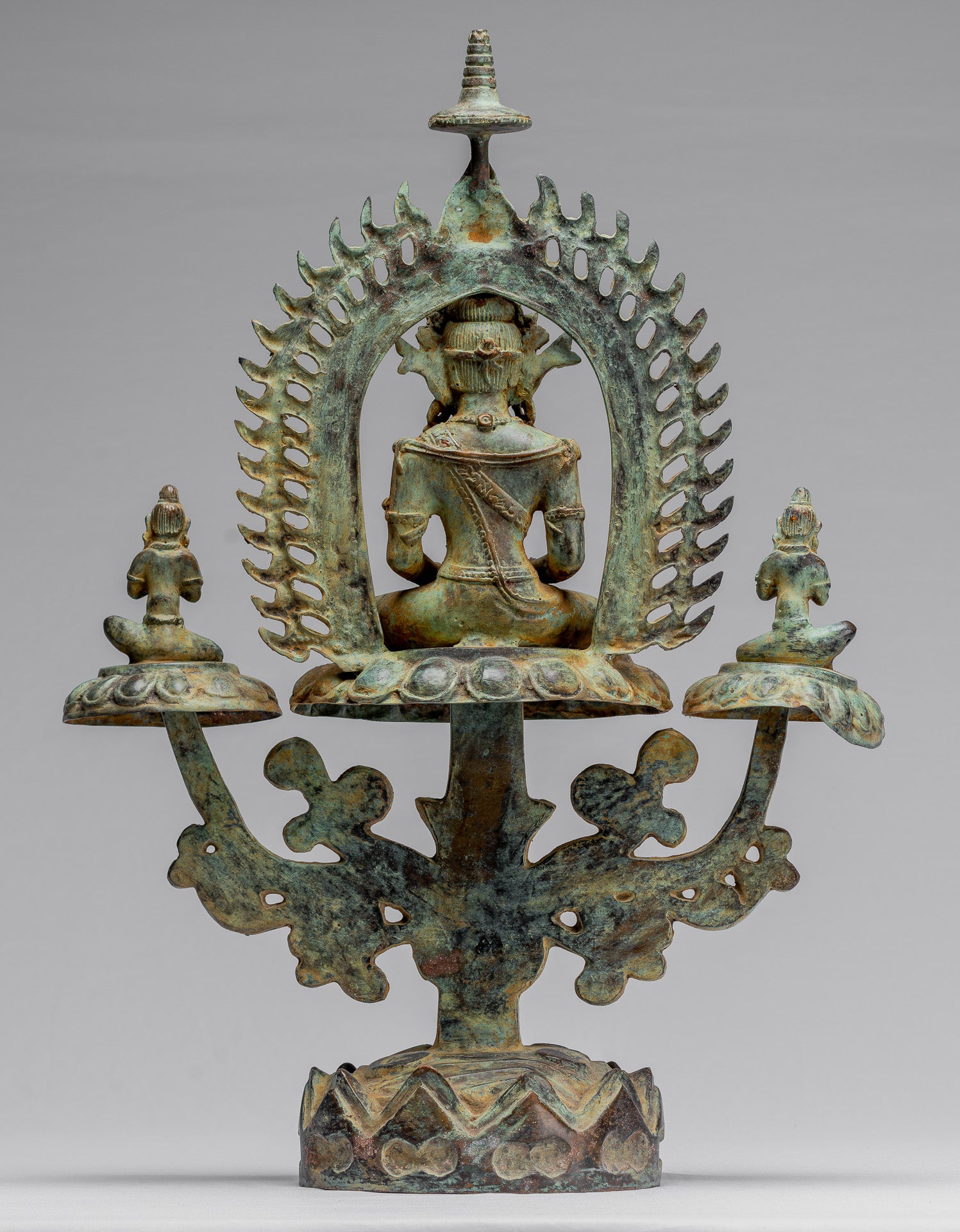 Statue di Buddha - Antique in stile indonesiano Bronzo Meditazione giavanese Statua di Buddha - 49 cm/20 "