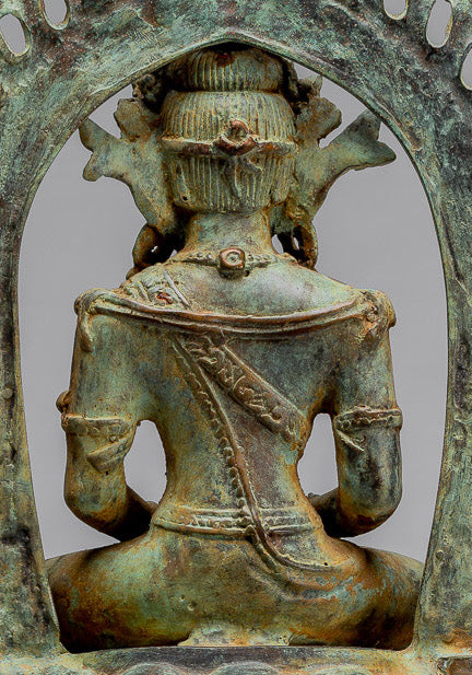 Statue di Buddha - Antique in stile indonesiano Bronzo Meditazione giavanese Statua di Buddha - 49 cm/20 "