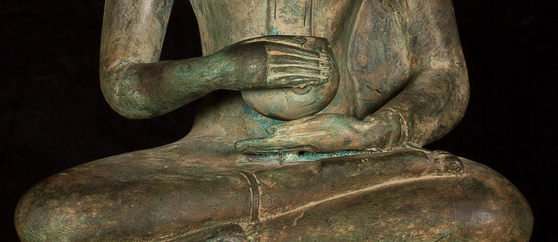 Statue di Buddha -Antique Laos Bronze Charity Gautama Statue Buddha - 63cm/25 "