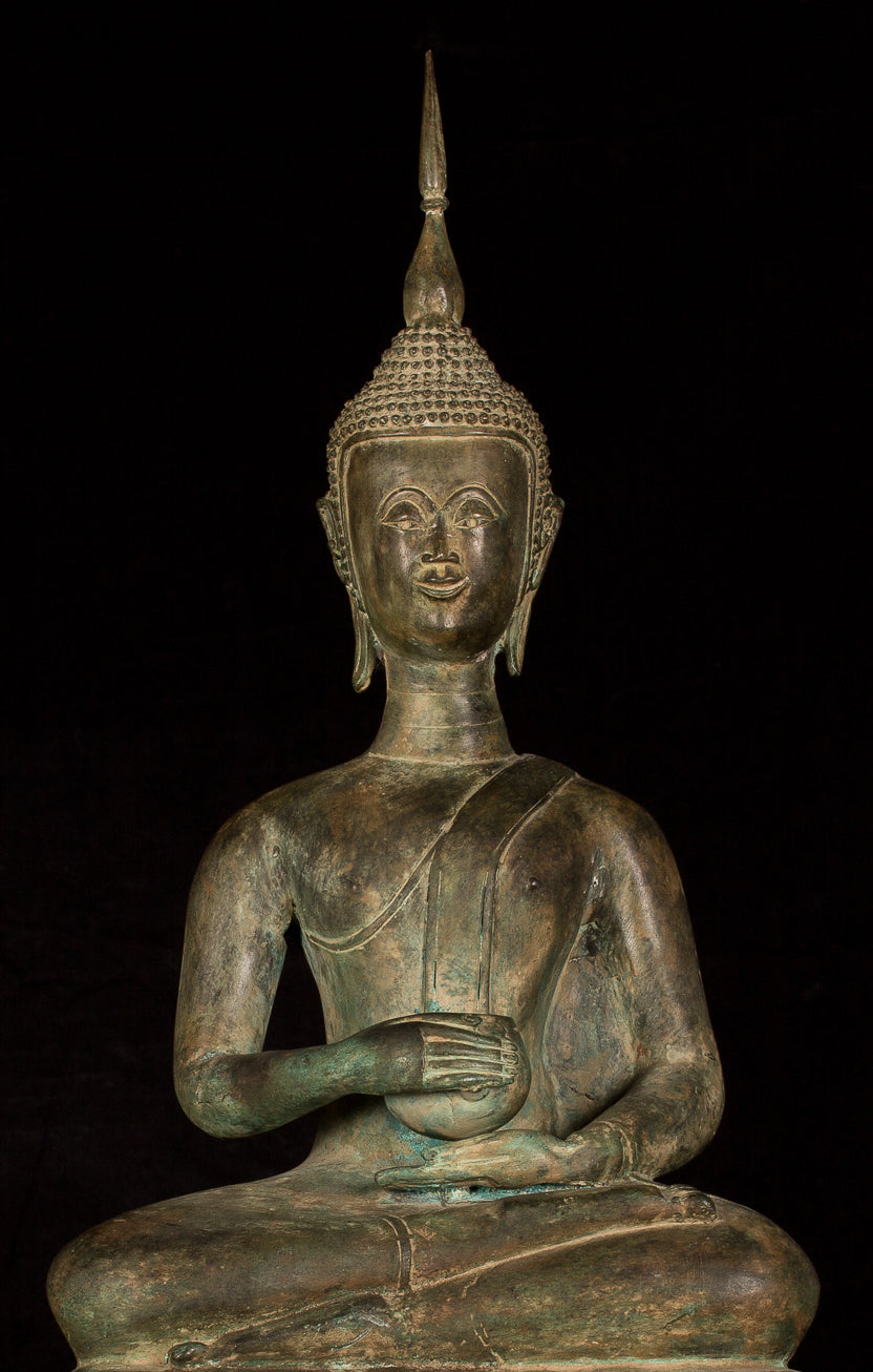 Statue di Buddha -Antique Laos Bronze Charity Gautama Statue Buddha - 63cm/25 "