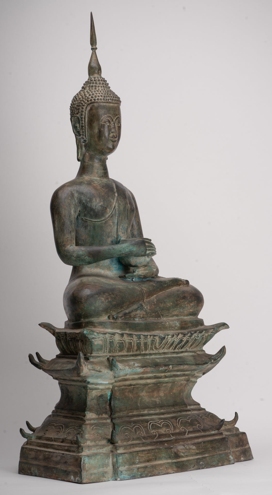 Antique Laos Style Bronze Charity Gautama Buddha Statue - 63cm/25"