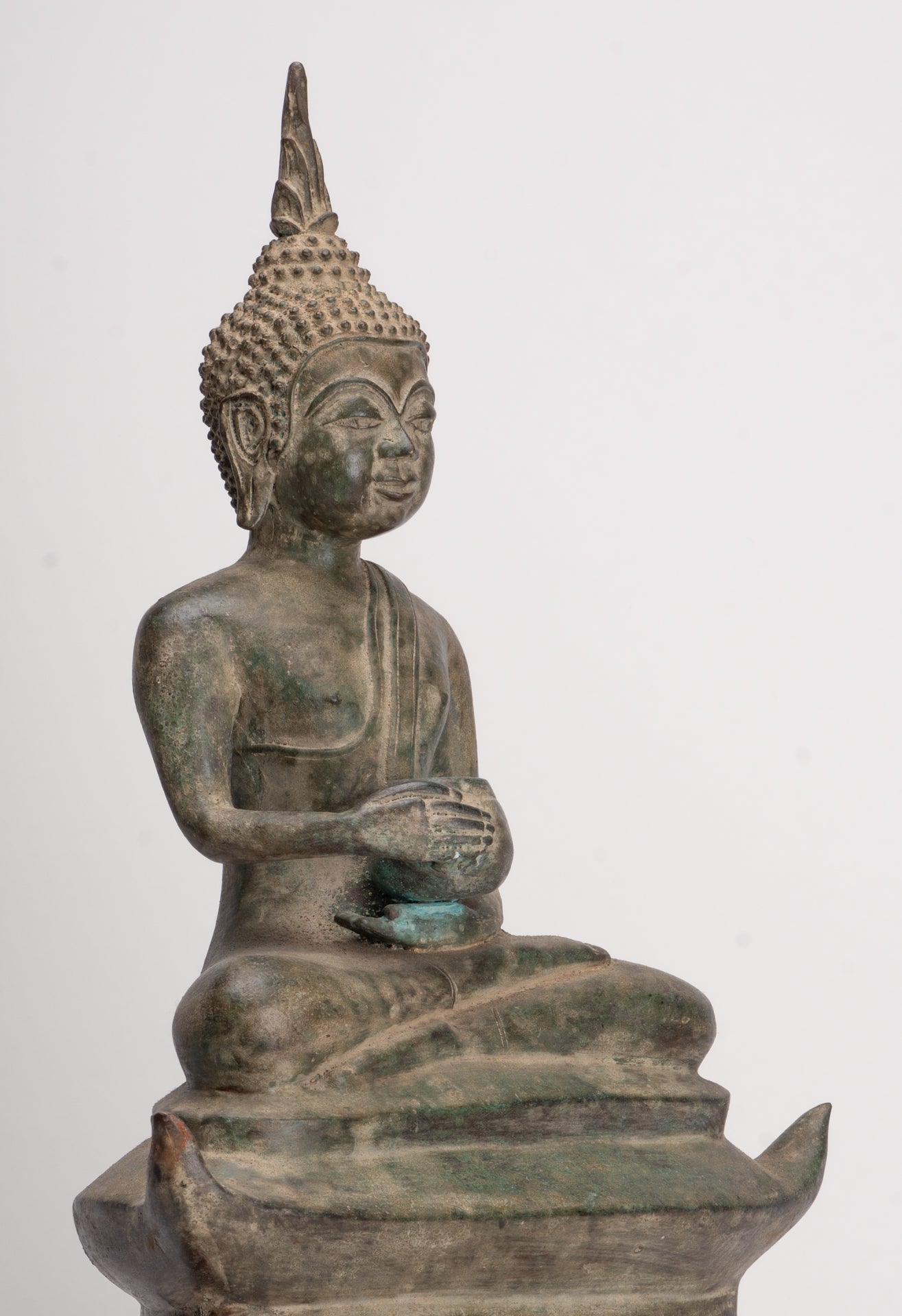 Antique Laos Style Bronze Charity Gautama Buddha Statue - 53cm/21"