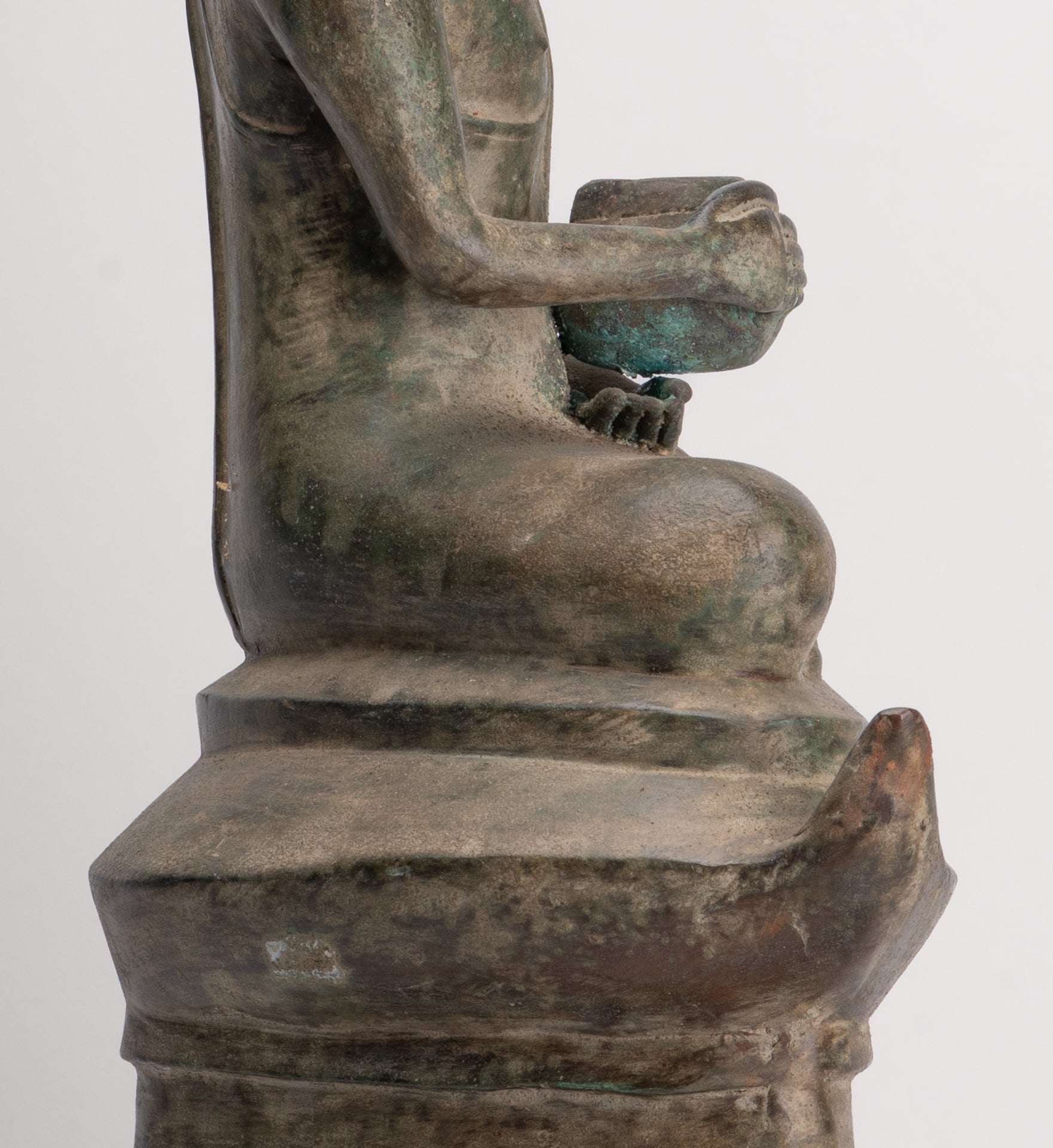 Antique Laos Style Bronze Charity Gautama Buddha Statue - 53cm/21"