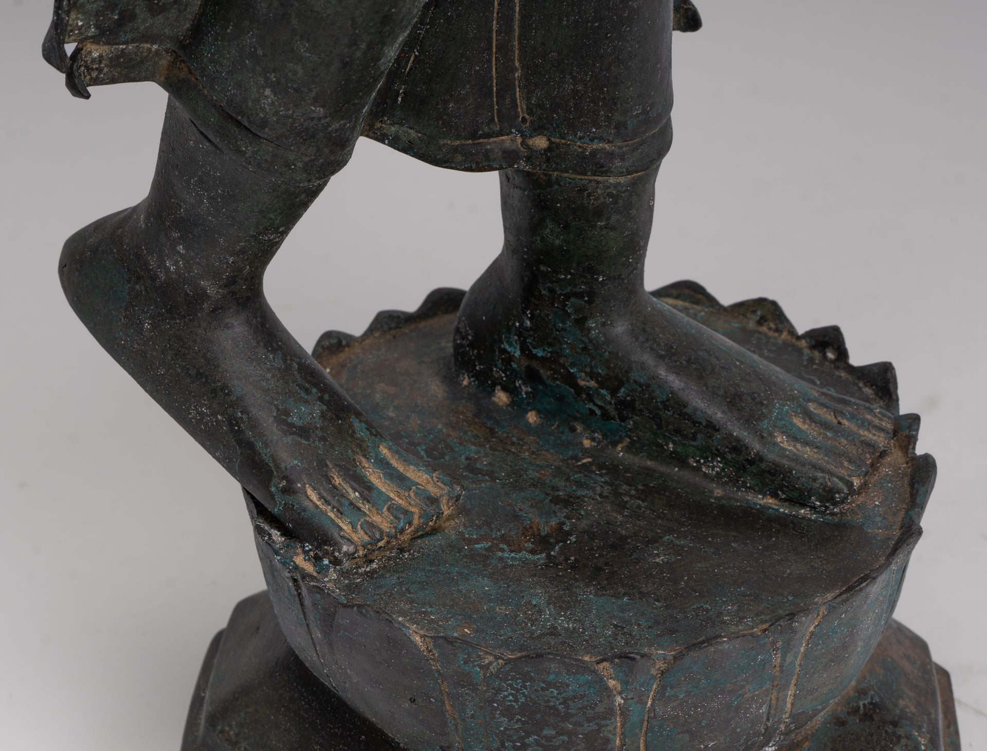Antique Thai Style Sukhothai Bronze Protection Walking Buddha Statue - 117cm/47"
