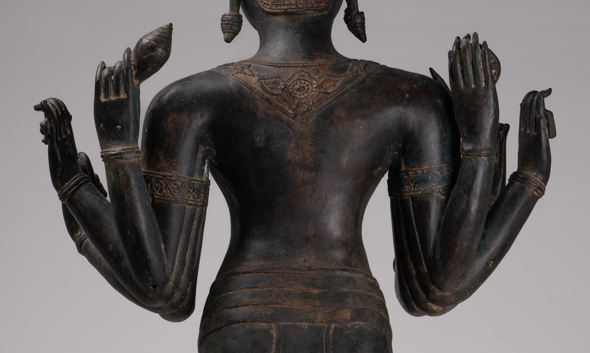 Vishnu Statue - Antique Thai Style Standing Bronze Vishnu Statue - 112cm/45"