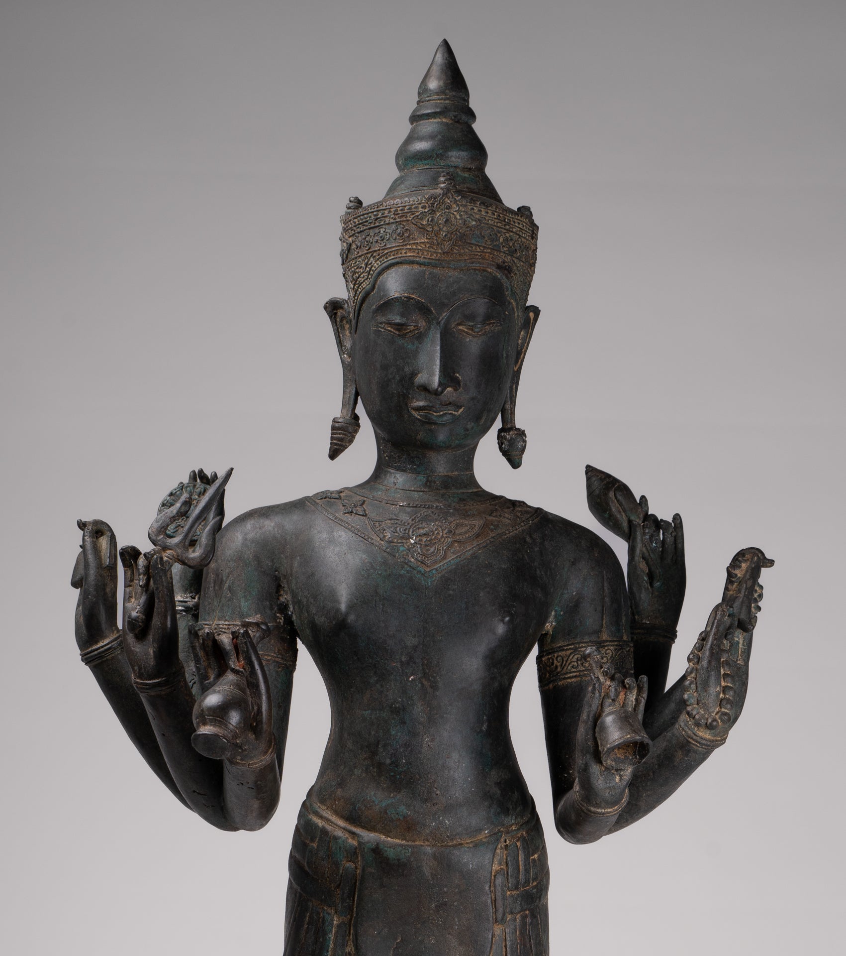 Vishnu Statue - Antique Thai Style Standing Bronze Vishnu Statue - 112cm/45"