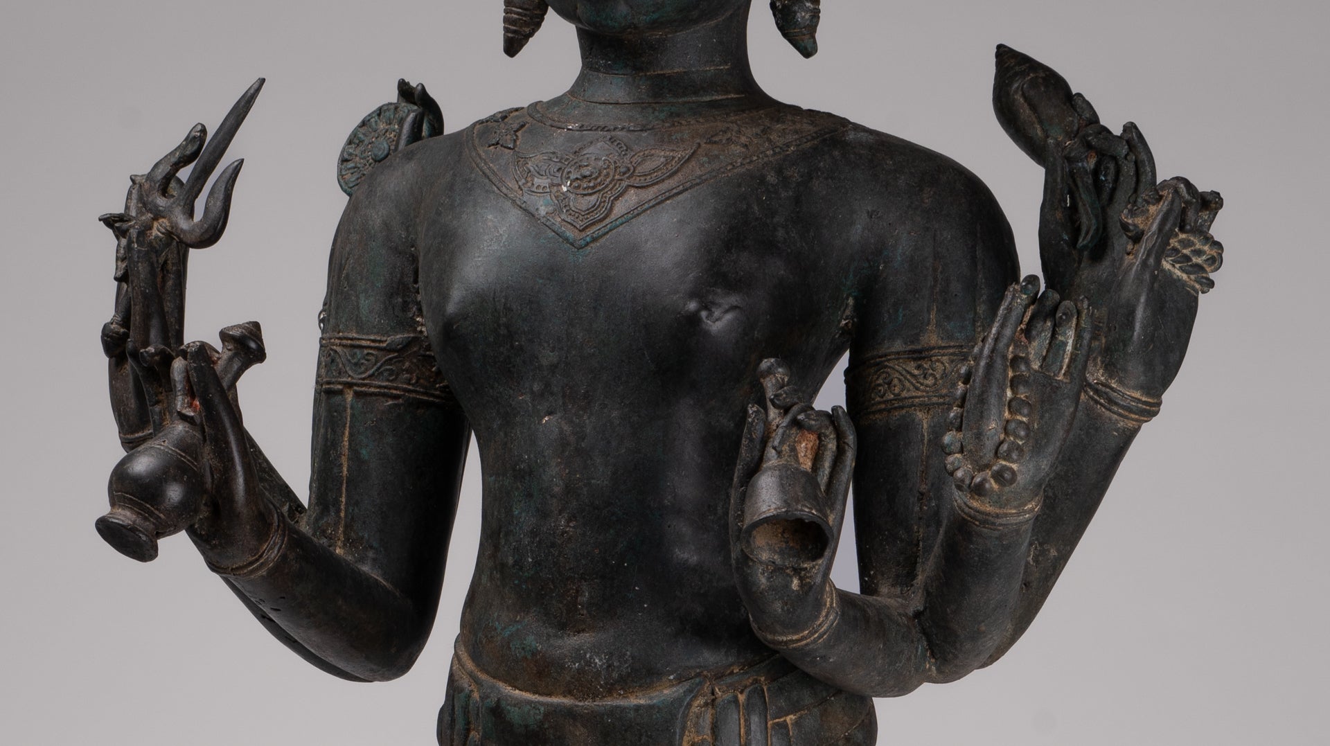Vishnu Statue - Antique Thai Style Standing Bronze Vishnu Statue - 112cm/45"