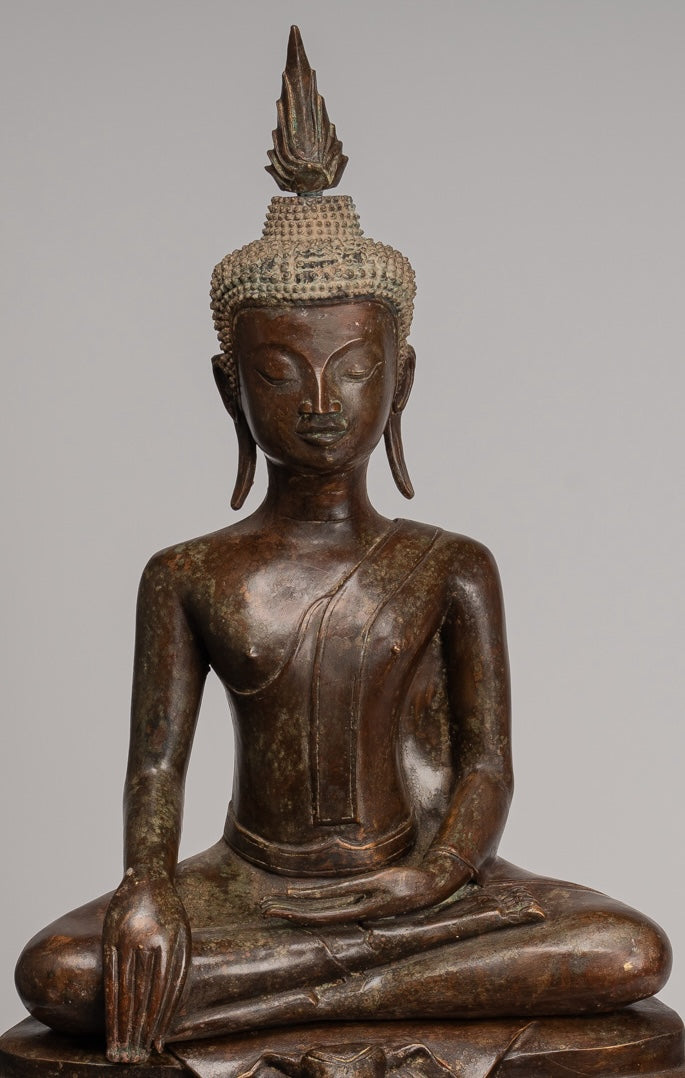 Buddha Statue - Antike thailändische Chiang -Sprosse sitzende Aufklärung Buddha Statue - 104cm/42 "