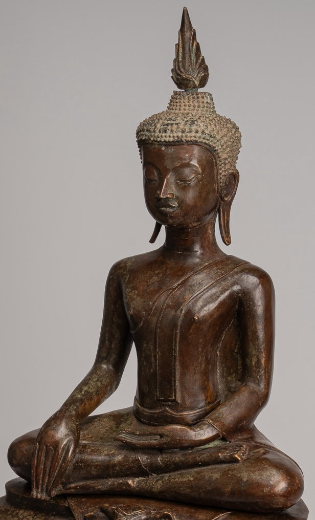 Buddha Statue - Antike thailändische Chiang -Sprosse sitzende Aufklärung Buddha Statue - 104cm/42 "