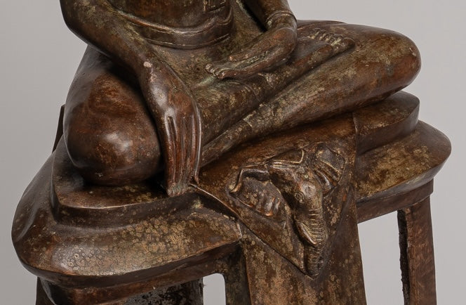 Buddha Statue - Antike thailändische Chiang -Sprosse sitzende Aufklärung Buddha Statue - 104cm/42 "