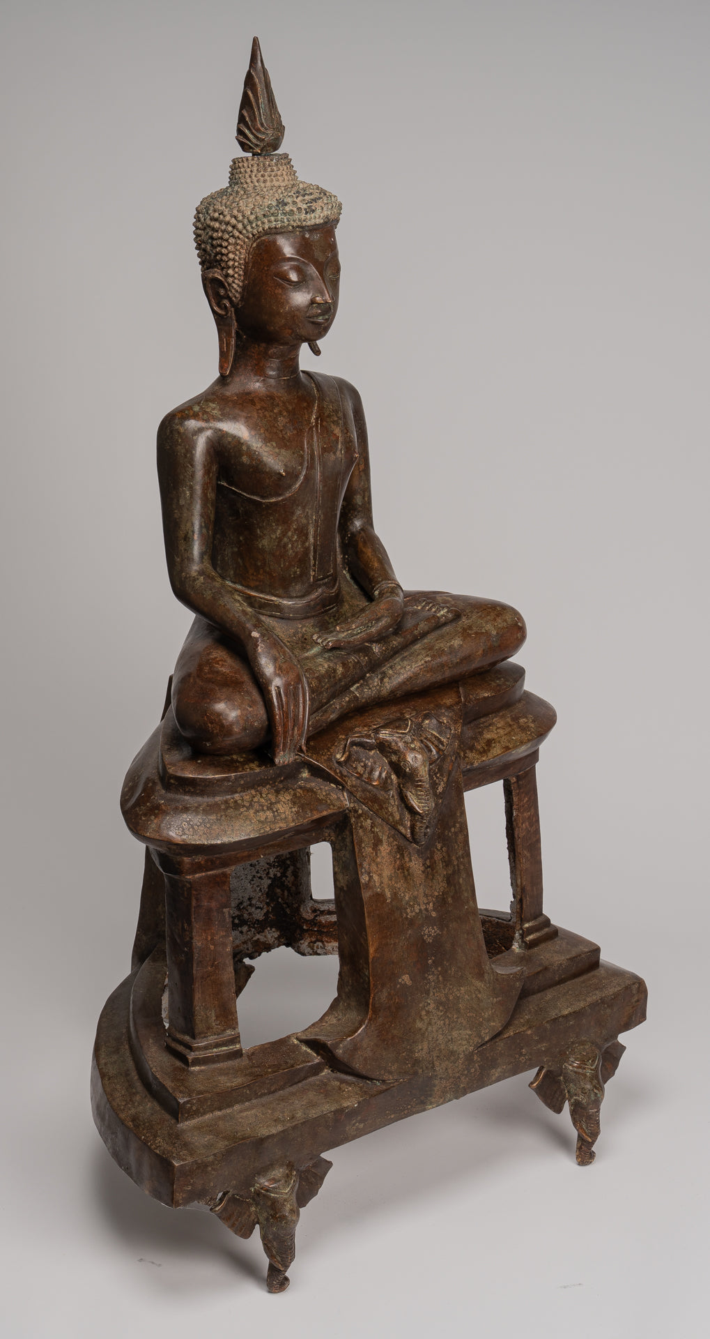 Buddha Statue - Antike thailändische Chiang -Sprosse sitzende Aufklärung Buddha Statue - 104cm/42 "