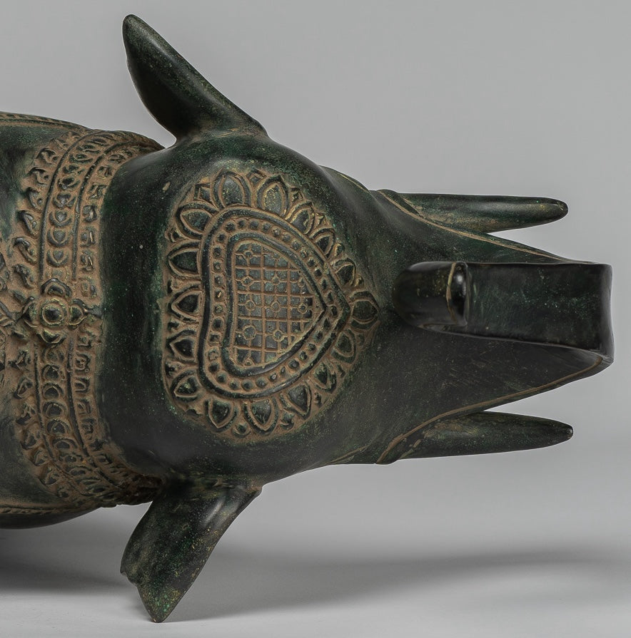 Antique Khmer Style Bronze in piedi statua di elefante - 38 cm/15 "di altezza