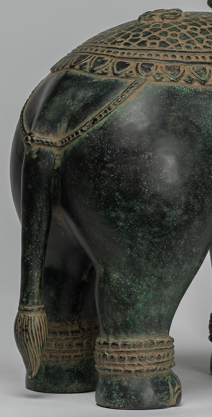 Antique Khmer Style Bronze in piedi statua di elefante - 38 cm/15 "di altezza