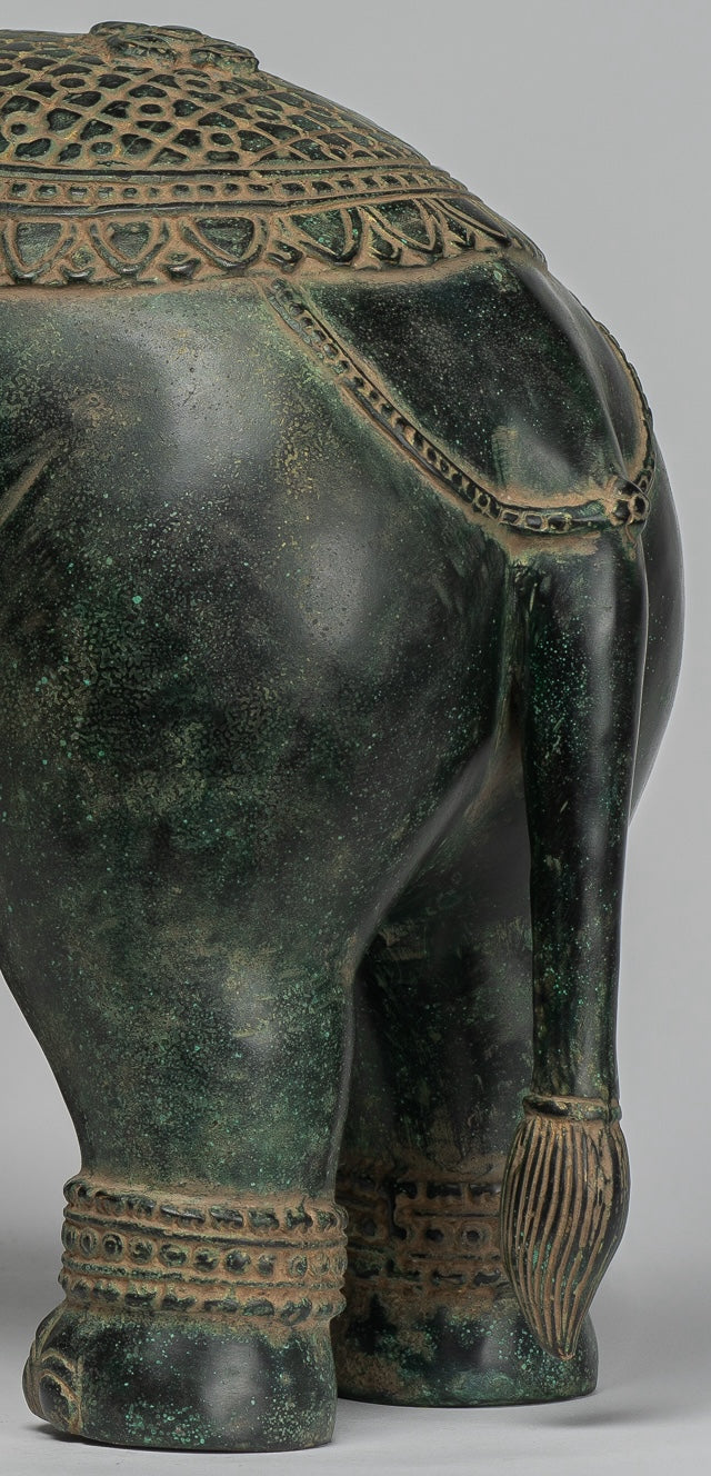 Antique Khmer Style Bronze in piedi statua di elefante - 38 cm/15 "di altezza