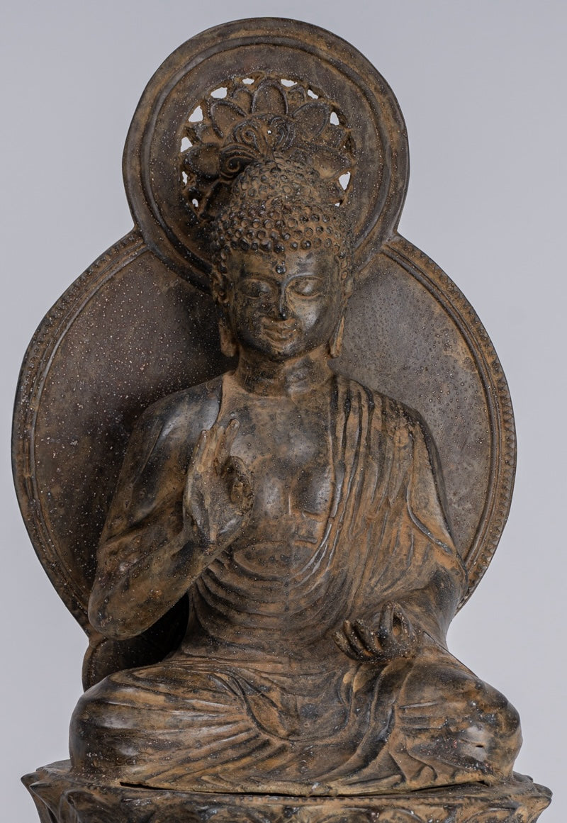 Buddha Statue - Antique Japanese Style Copper Seated Teaching Buddha Statue - 38cm/15"