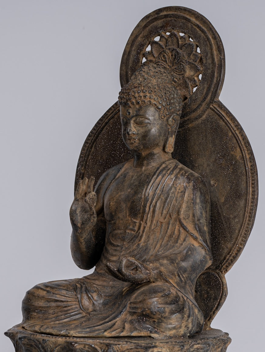 Buddha Statue - Antique Japanese Style Copper Seated Teaching Buddha Statue - 38cm/15"